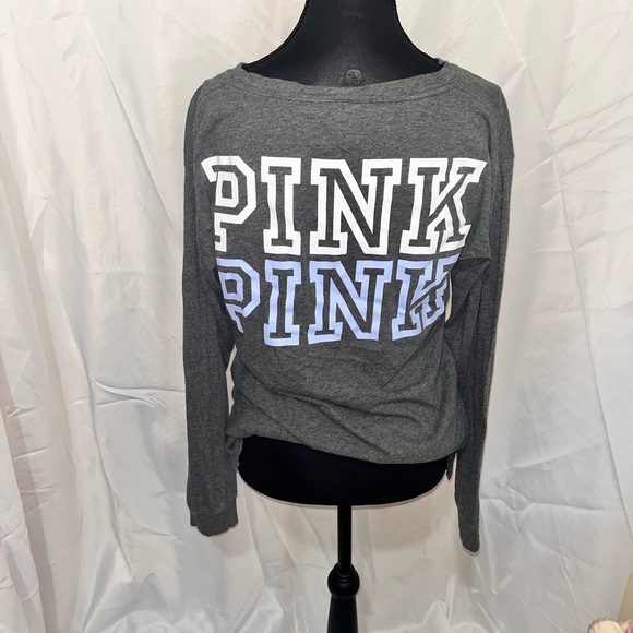 Victoria's Secret PINK Heather Gray Oversized  V-Neck Tee - Picture 9 of 10